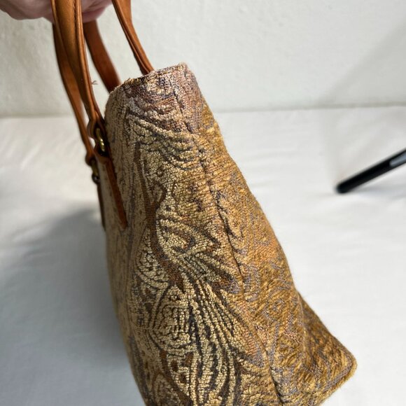 Fossil Chenille Tapestry Paisley Bag Boho Crossbody Top Handle Convertible Brown - Picture 9 of 15